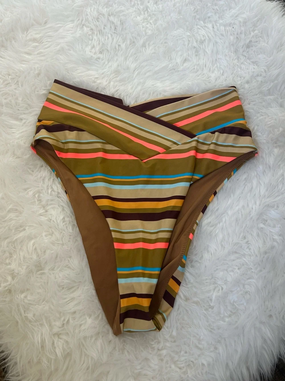 NWT Aerie High Cut Cheeky Striped Women’s Swim Bottoms